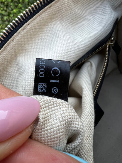 Authentic Preowned Gucci Boston Crossbody Bag with Vintage Web Navy Blue
