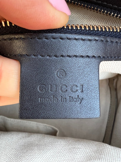 Authentic Preowned Gucci Boston Crossbody Bag with Vintage Web Navy Blue
