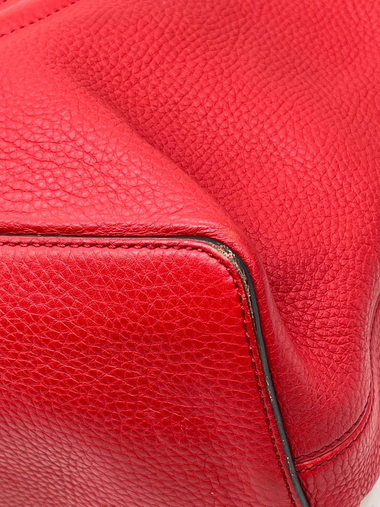 Gucci Pebbled Leather Soho Hobo Bag Red