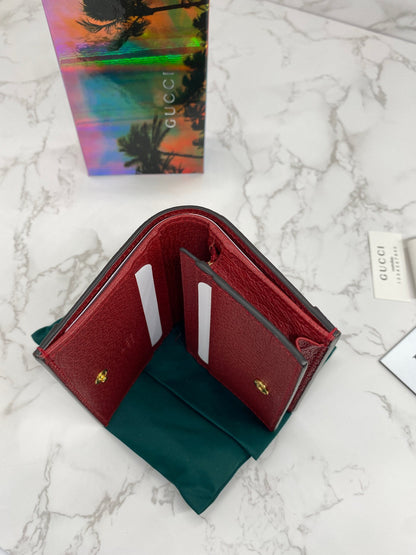 Gucci Red Ophidia Flora Card Case Wallet