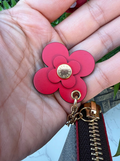 Authentic LV Clemence Blooming Flower Monogram Wallet Poppy Red