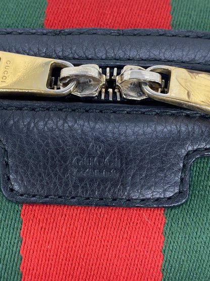 GUCCI Black Leather Vintage Web Small Boston with Removable Strap