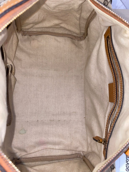 Gucci Vintage Web Medium Boston Bag Cognac