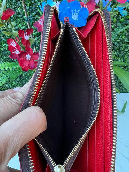 Authentic LV Clemence Blooming Flower Monogram Wallet Poppy Red