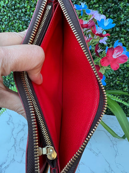 Authentic LV Clemence Blooming Flower Monogram Wallet Poppy Red
