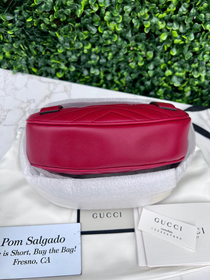 Calfskin Matelasse GG Marmont Belt Bag 85 34 Hibiscus Red