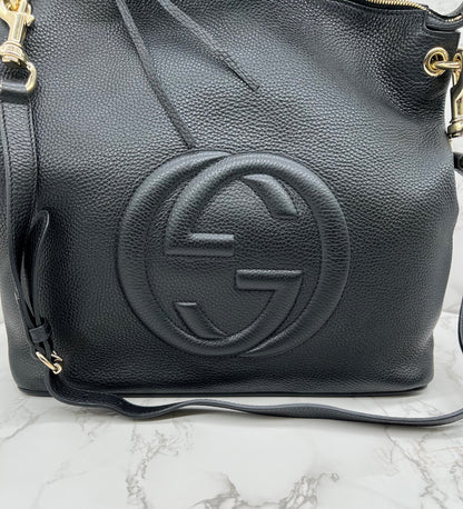 GG Pebbled Leather Soho Hobo Bag Red