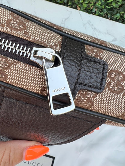 Authentic Preowned Gucci Canvas Monogram Belt Bag Dark Brown