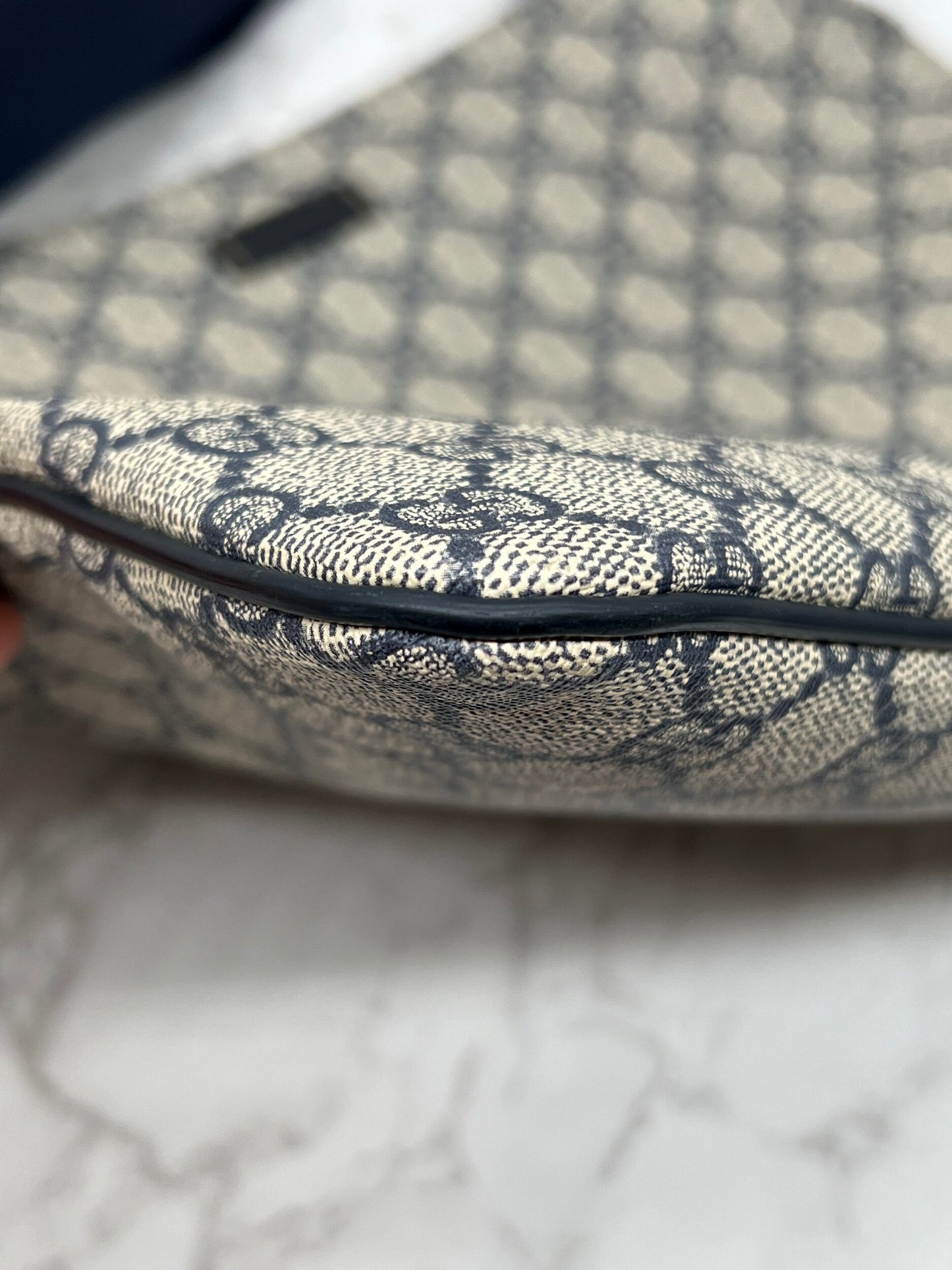 Gucci Blue/Grey GG Coated Canvas Messenger Bag
