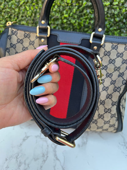 Authentic Preowned Gucci Boston Crossbody Bag with Vintage Web Navy Blue