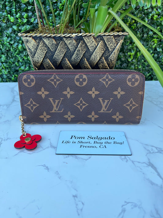 Authentic LV Clemence Blooming Flower Monogram Wallet Poppy Red