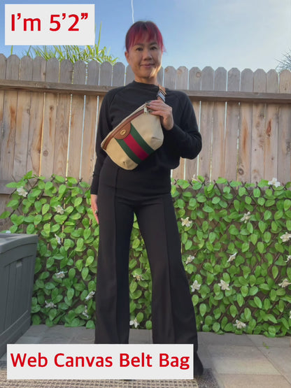 Web Beige Canvas Belt Bag