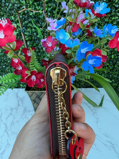 Authentic LV Clemence Blooming Flower Monogram Wallet Poppy Red