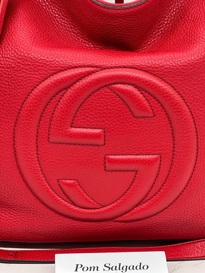 Gucci Pebbled Leather Soho Hobo Bag Red