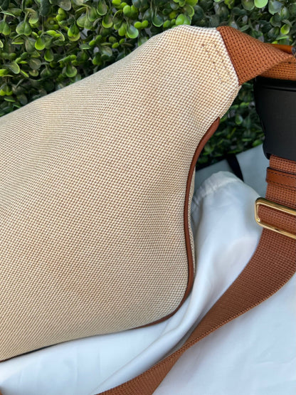 Web Beige Canvas Belt Bag