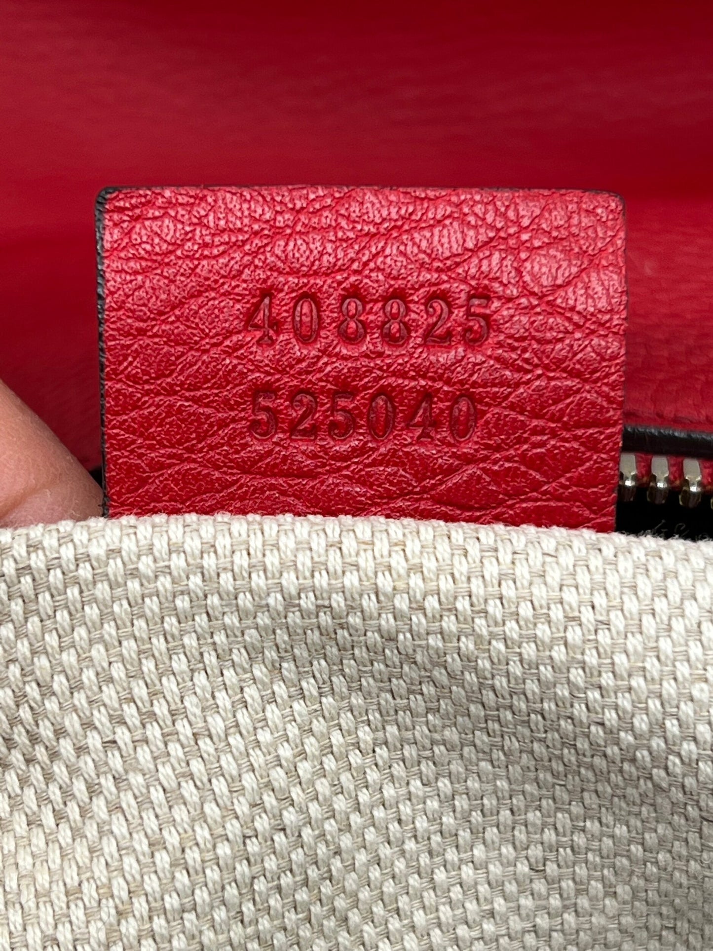 Gucci Pebbled Leather Soho Hobo Bag Red