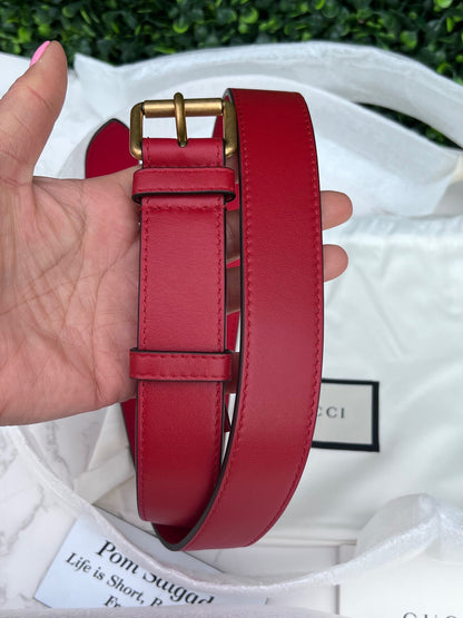 Calfskin Matelasse GG Marmont Belt Bag 85 34 Hibiscus Red