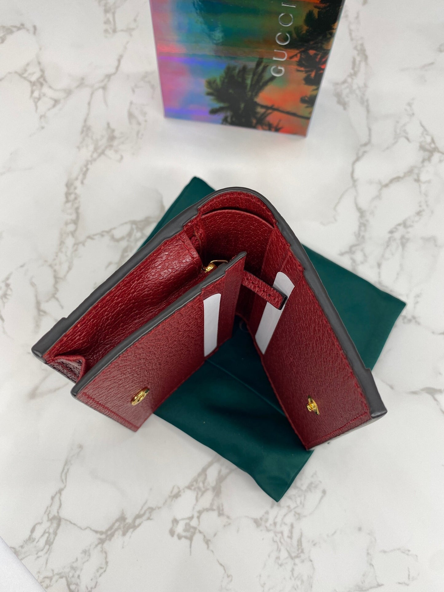 Gucci Red Ophidia Flora Card Case Wallet