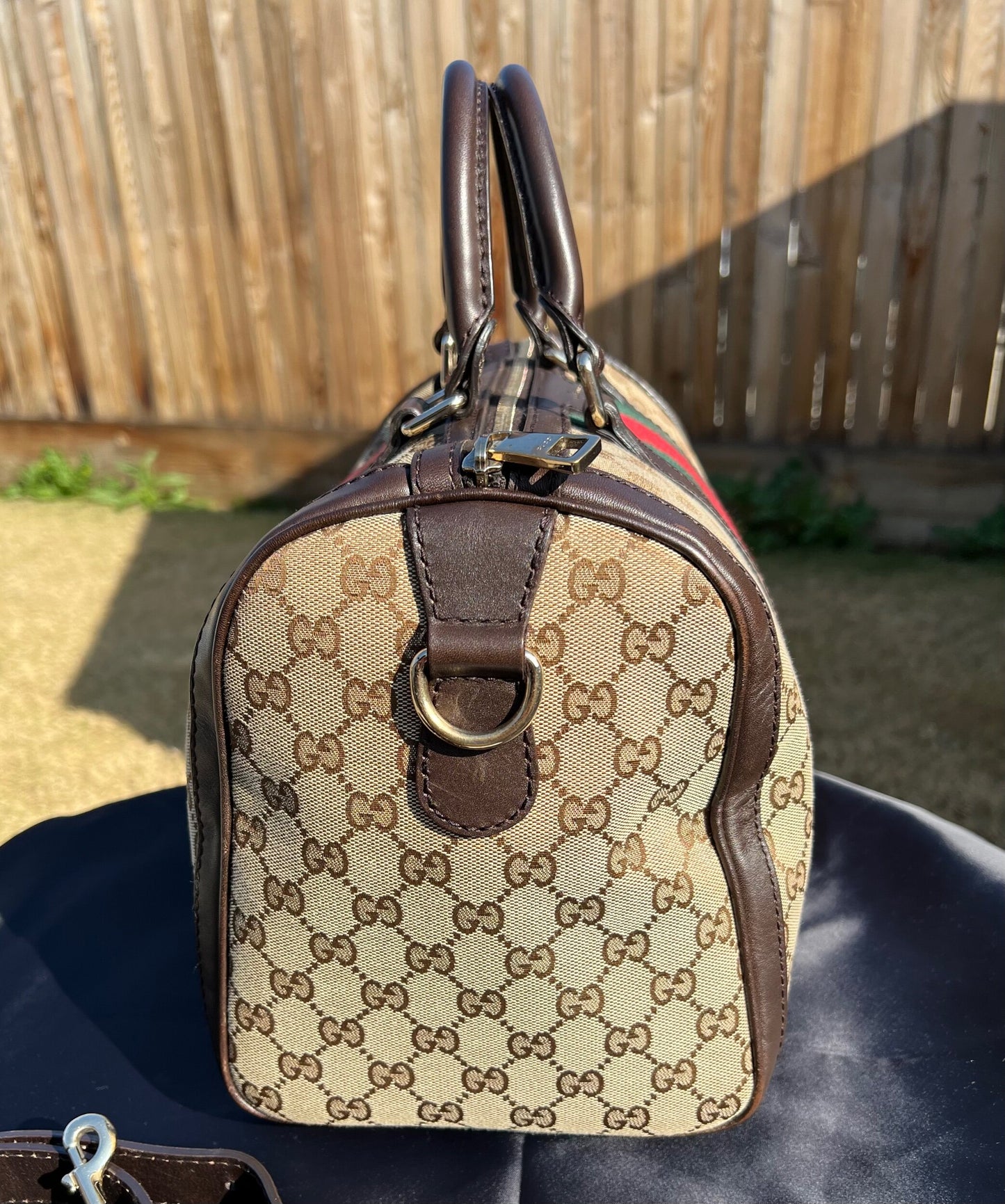 GG Vintage Web Medium Boston Dark Brown w/Strap