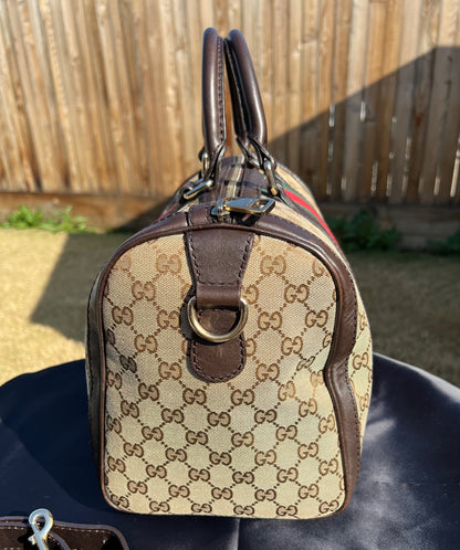 GG Vintage Web Medium Boston Dark Brown w/Strap
