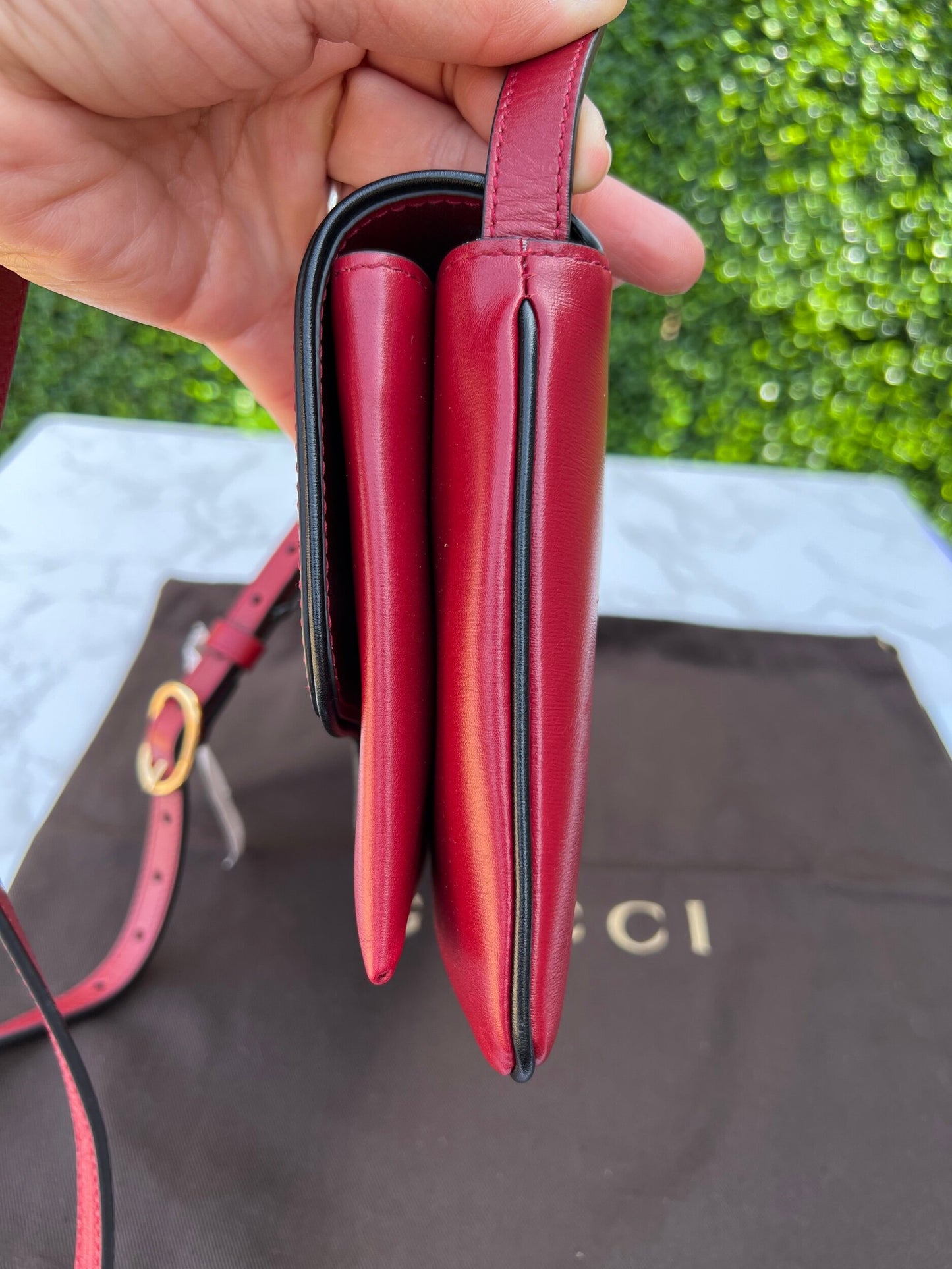 Arli Red Leather Crossbody Bag Vitello Palmellato Lux