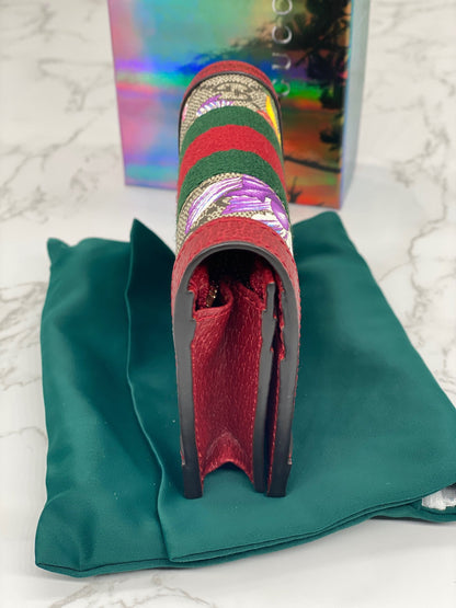 Gucci Red Ophidia Flora Card Case Wallet