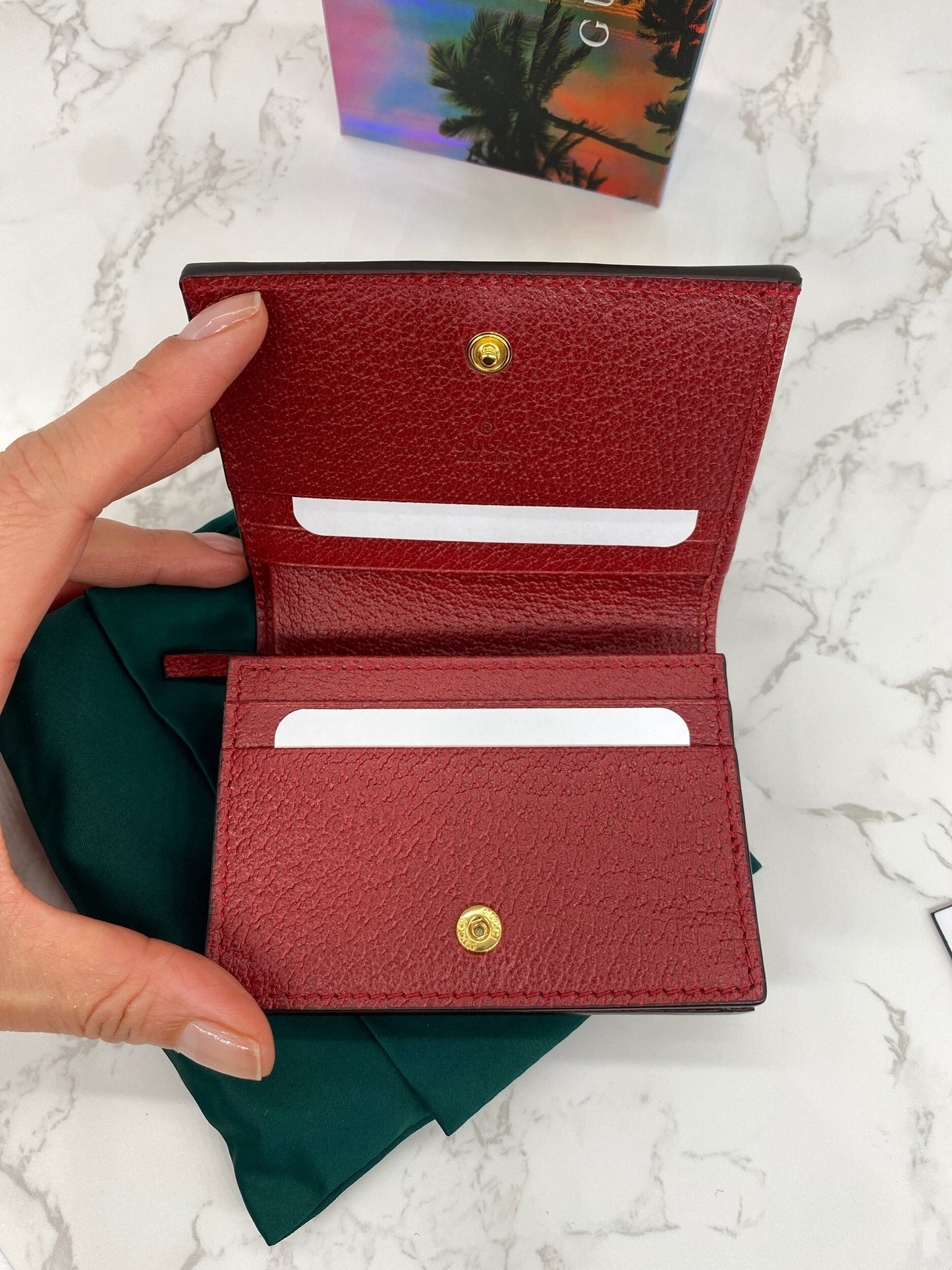 Gucci Red Ophidia Flora Card Case Wallet
