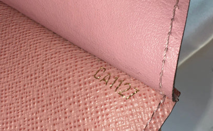 Authentic Preowned Louis Vuitton Jeanne Wallet Monogram Canvas Rose Ballerine with Card Case & Zip Pouch Inserts