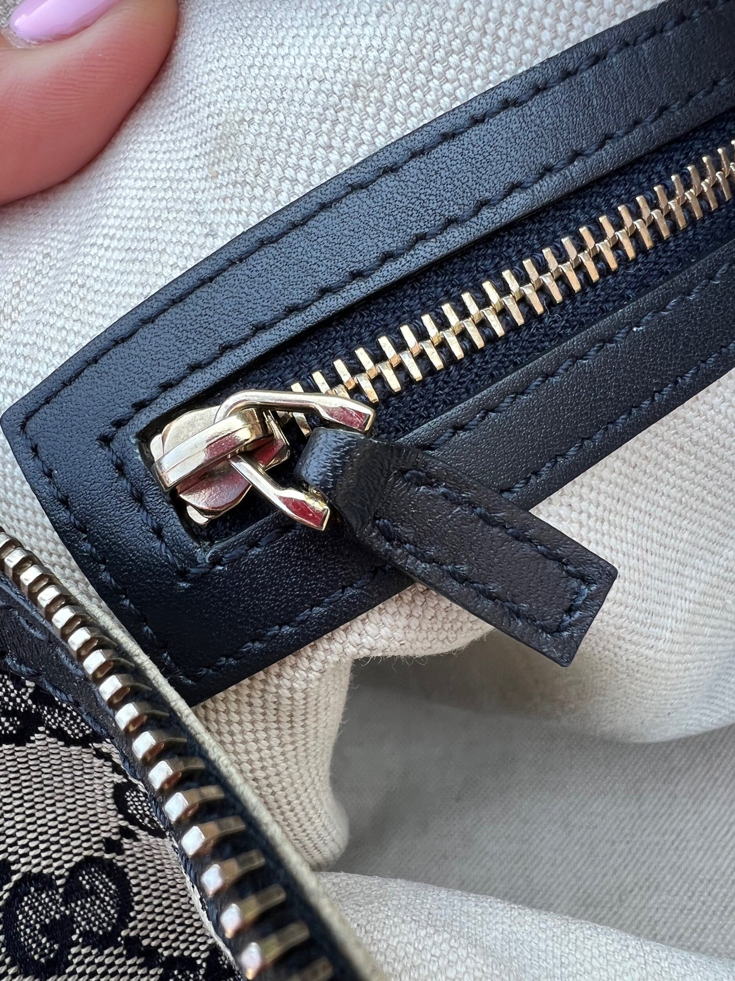 Authentic Preowned Gucci Boston Crossbody Bag with Vintage Web Navy Blue