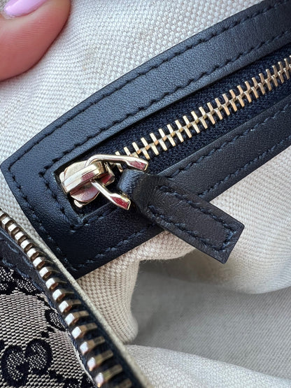 Authentic Preowned Gucci Boston Crossbody Bag with Vintage Web Navy Blue