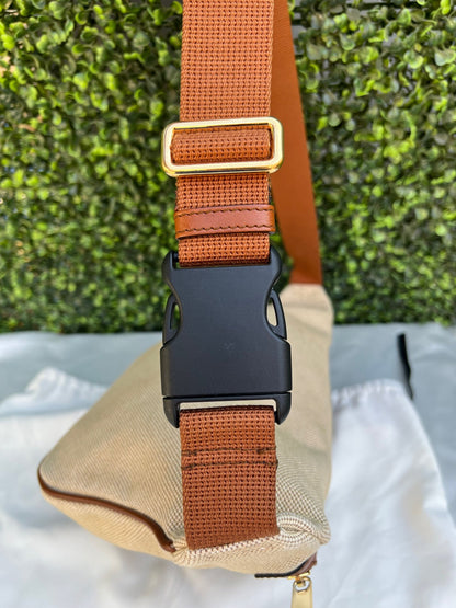 Web Beige Canvas Belt Bag