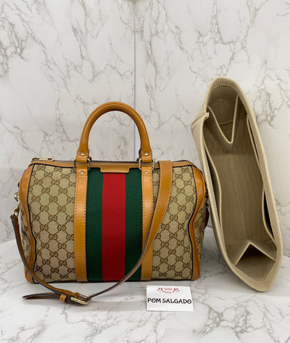 Gucci Vintage Web Medium Boston Bag Cognac