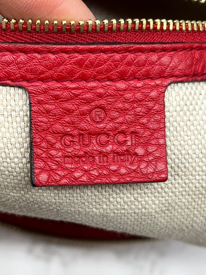 Gucci Pebbled Leather Soho Hobo Bag Red