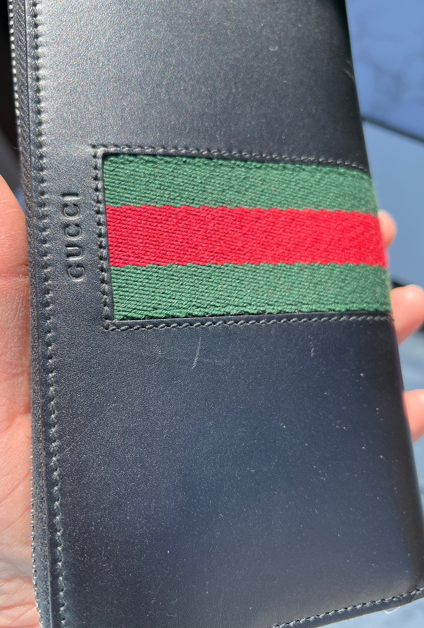GG Web Zip Around Wallet Leather Black