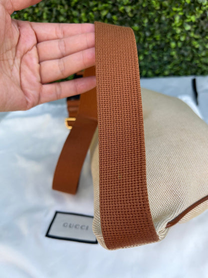 Web Beige Canvas Belt Bag