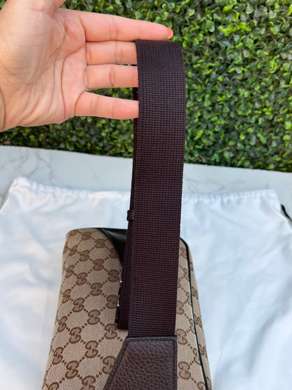 Authentic Preowned Gucci Canvas Monogram Belt Bag Dark Brown