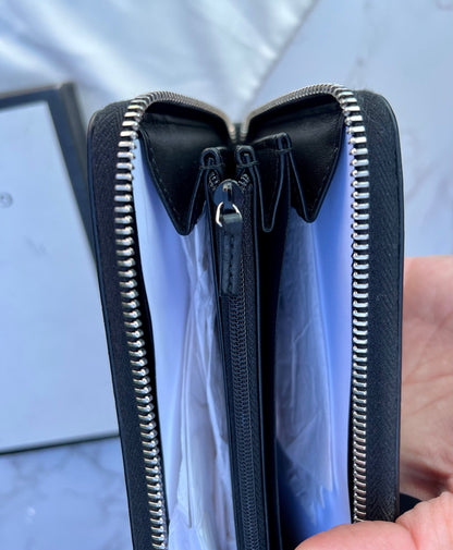 GG Web Zip Around Wallet Leather Black