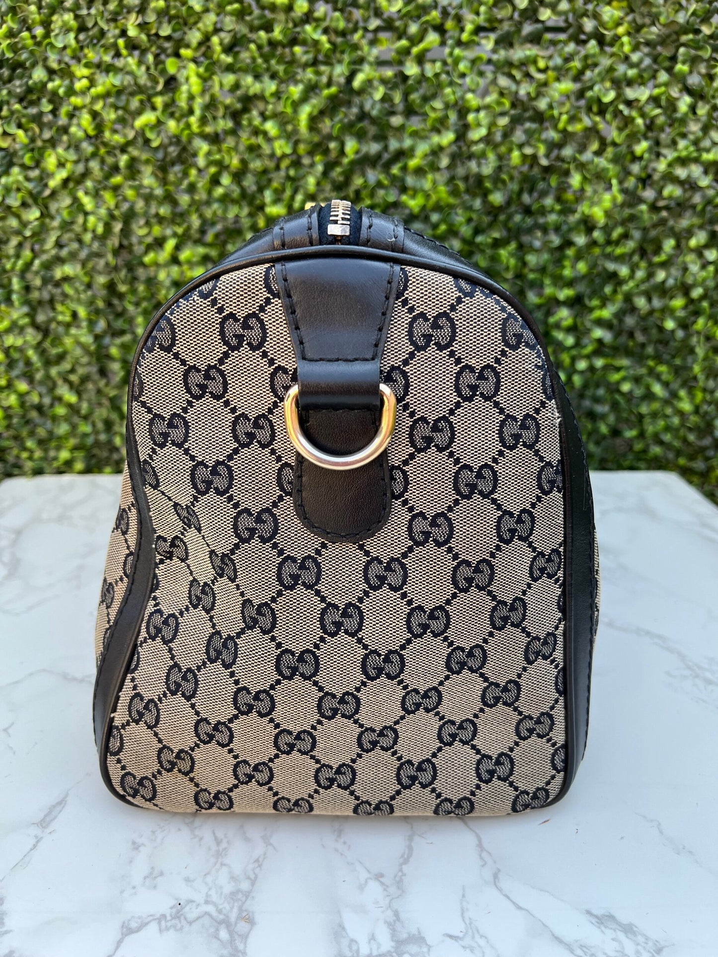 Authentic Preowned Gucci Boston Crossbody Bag with Vintage Web Navy Blue