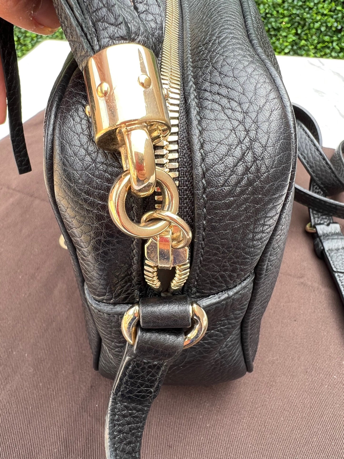 Soho Disco Pebbled Leather Crossbody Bag in Black