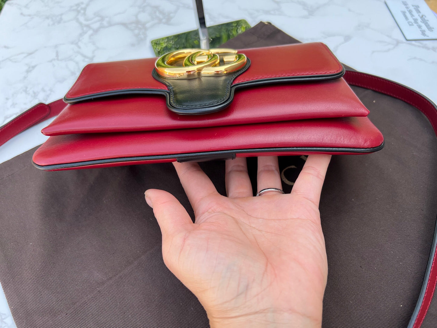 Arli Red Leather Crossbody Bag Vitello Palmellato Lux