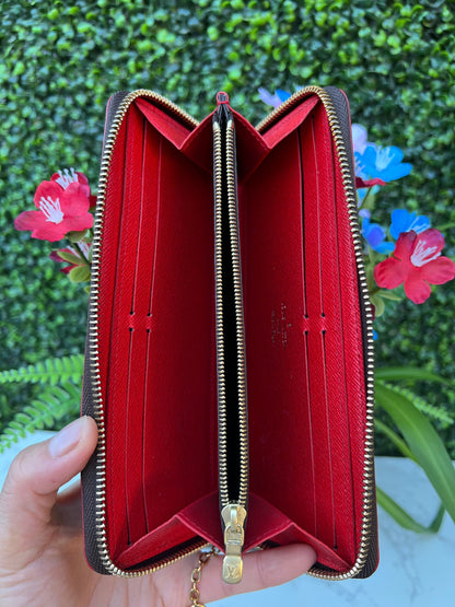 Authentic LV Clemence Blooming Flower Monogram Wallet Poppy Red