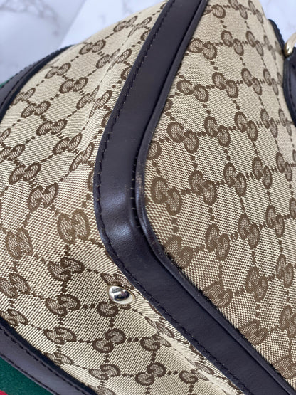 Gucci Boston Bag Medium Beige Red/Green Trim