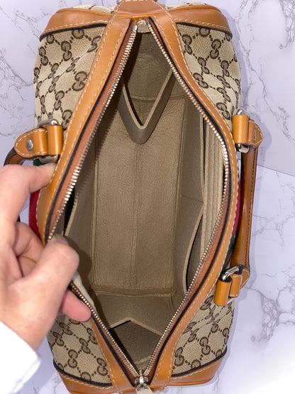 Gucci Vintage Web Medium Boston Bag Cognac