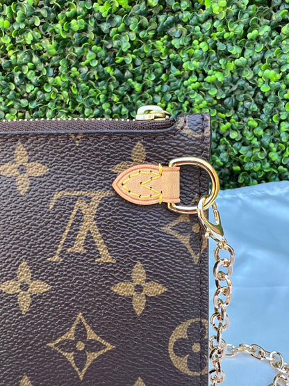 Authentic Preowned LV Neverfull GM Pochette in Fuchsia with Conversion Kit