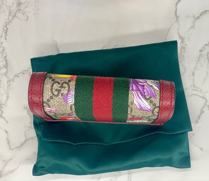 Gucci Red Ophidia Flora Card Case Wallet