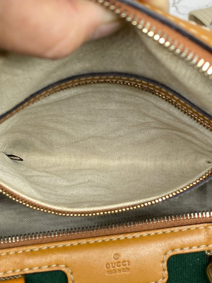 Gucci Vintage Web Medium Boston Bag Cognac