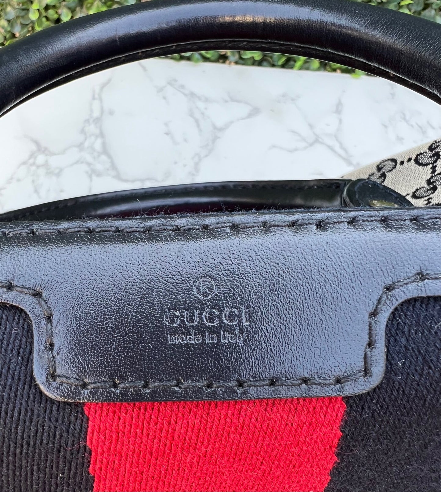 Authentic Preowned Gucci Boston Crossbody Bag with Vintage Web Navy Blue