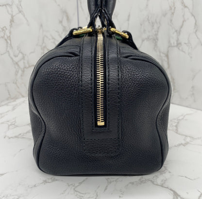 GUCCI Black Leather Vintage Web Small Boston with Removable Strap