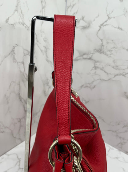 Gucci Pebbled Leather Soho Hobo Bag Red