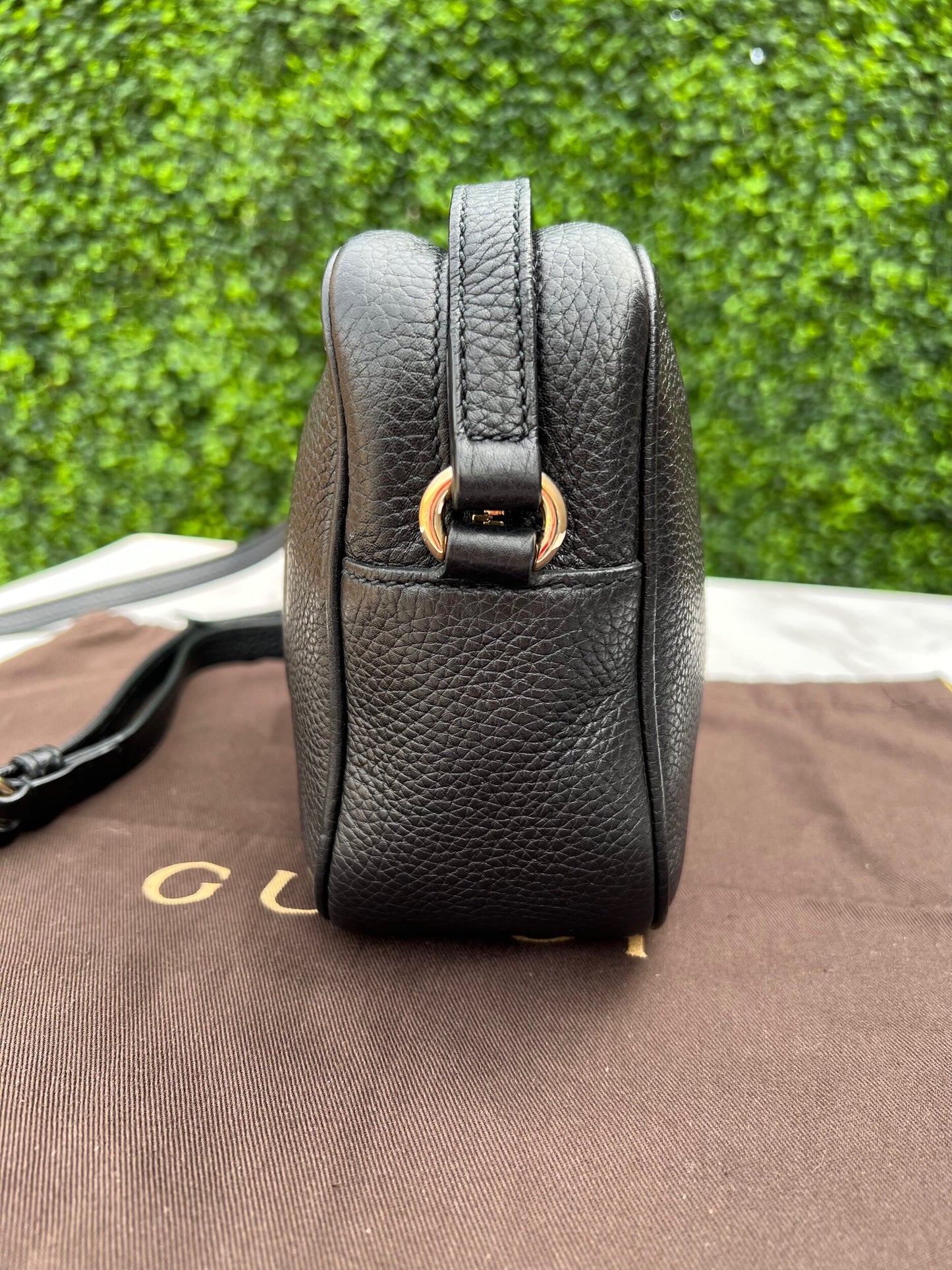 Soho Disco Pebbled Leather Crossbody Bag in Black